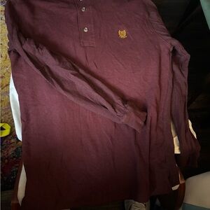 Chaps Red Long Sleeve Tee Casual Cotton Blend